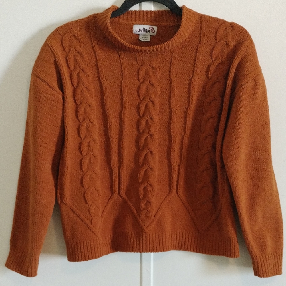 Luvlink  Burnt Orange Cable Knit Sweater Size S